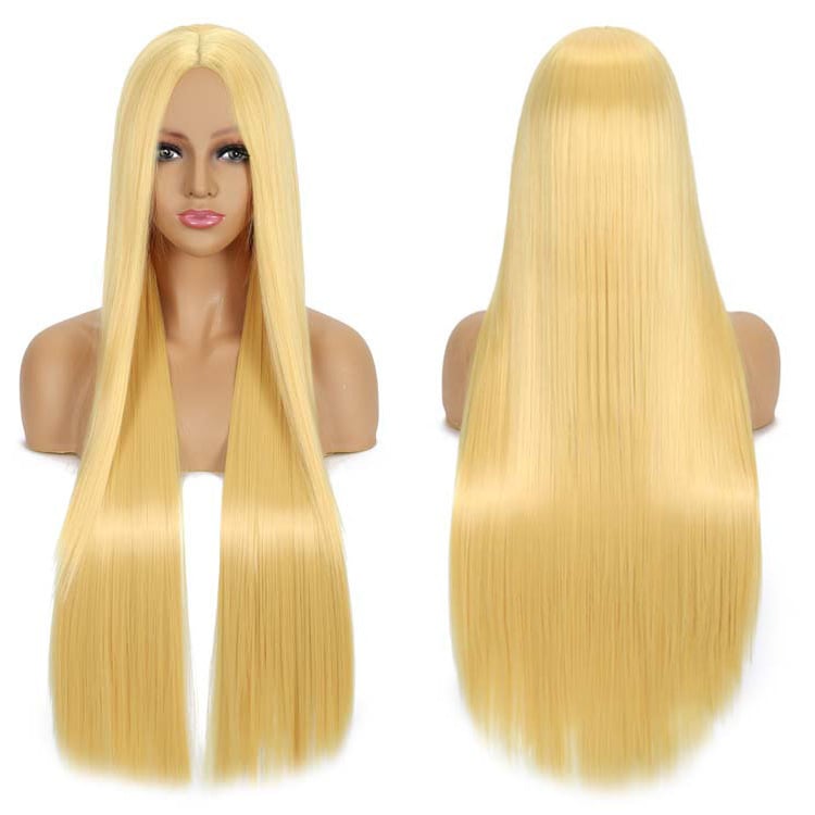 περούκα cosplay — μακριά ίσια μαλλιά με φράντζες, συνθετικές ίνες ανθεκτικές στη θερμότητα, καπάκι με μηχανισμό, φυσικό στυλ, για γυναίκες