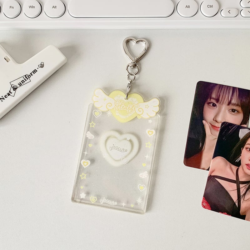 Θήκη καρτών από ακρυλικό με λαμπερά φτερά αγγέλου, στυλ Ins, κρεμαστό για επίδειξη