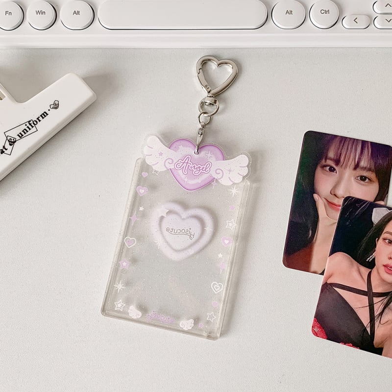 Θήκη καρτών από ακρυλικό με λαμπερά φτερά αγγέλου, στυλ Ins, κρεμαστό για επίδειξη