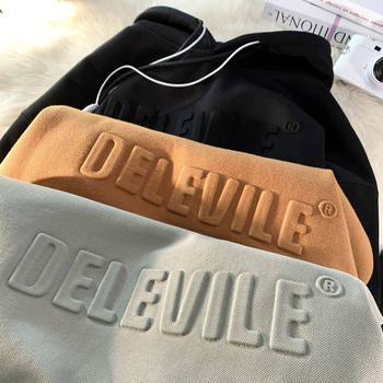 320 g smags vintage kapucētais džemperis, oversize brīvs piegriezums, garas piedurknes, raksts ar burtiem, poliestera audums