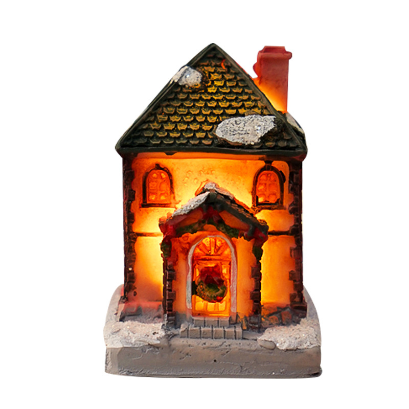 Ornament de birou din rășină, cabană de Crăciun, fără marcă, fără licență IP