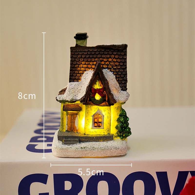 Ornament de birou din rășină, cabană de Crăciun, fără marcă, fără licență IP