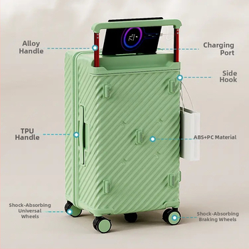 PC-materjalist kohver rattidega, kaal 3 kg, tõmbluku avamine, USB laadimispesa