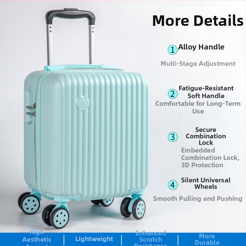 Omanfi kabínový kufor 14-palcový, ABS+PC, 2,3 kg, univerzálne kolieska, zapínanie na zips, obyčajný zámok na kombináciu