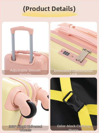 Koreapärase stiiliga käsipagas, ABS korpus, 2 kg kaal, tõmblukuga avamine, tavaline kombinatsioonlukk, universaalsed rattad