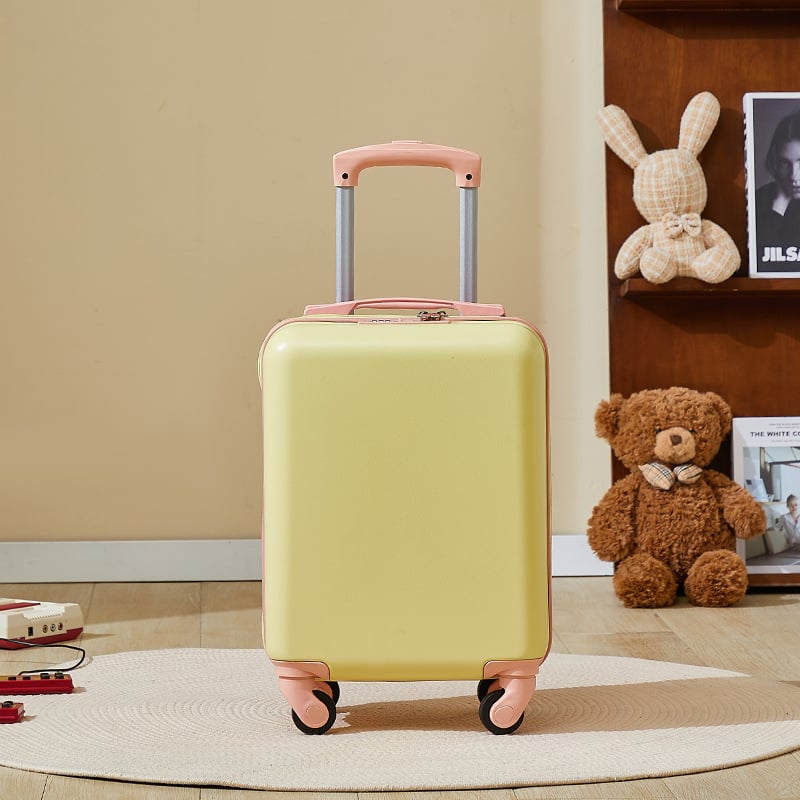 Koreapärase stiiliga käsipagas, ABS korpus, 2 kg kaal, tõmblukuga avamine, tavaline kombinatsioonlukk, universaalsed rattad