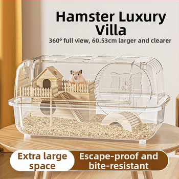 Hamsterio narvas - Skaidrus akrilinis namelis, erdvus vidus, vėdinamas ir kvėpuojantis, nuimami skydeliai