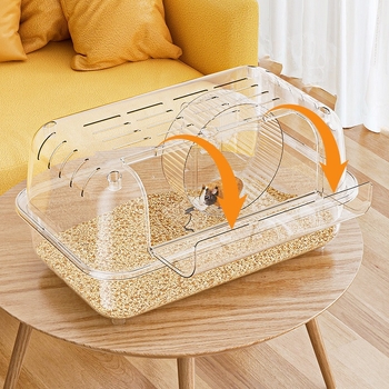 Hamsterio narvas - Skaidrus akrilinis namelis, erdvus vidus, vėdinamas ir kvėpuojantis, nuimami skydeliai