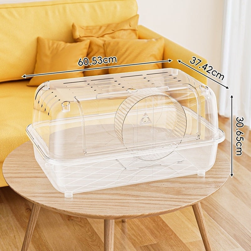 Hamsterio narvas - Skaidrus akrilinis namelis, erdvus vidus, vėdinamas ir kvėpuojantis, nuimami skydeliai