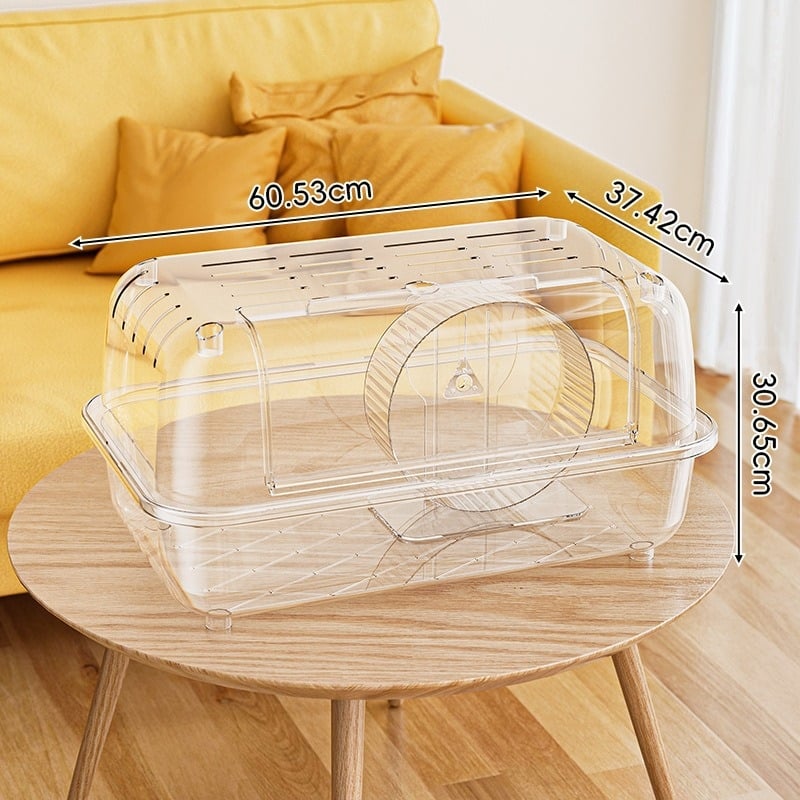 Hamsterio narvas - Skaidrus akrilinis namelis, erdvus vidus, vėdinamas ir kvėpuojantis, nuimami skydeliai