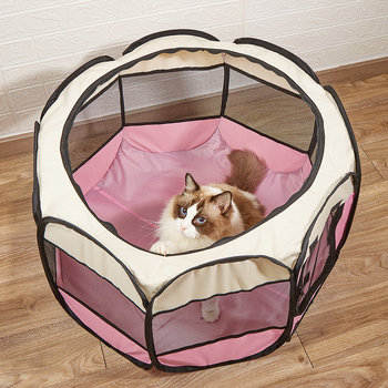 Tedora cușcă octagonală pentru pisici, cort pliabil din poliester
