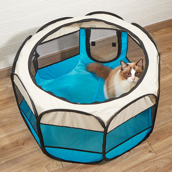 Tedora cușcă octagonală pentru pisici, cort pliabil din poliester