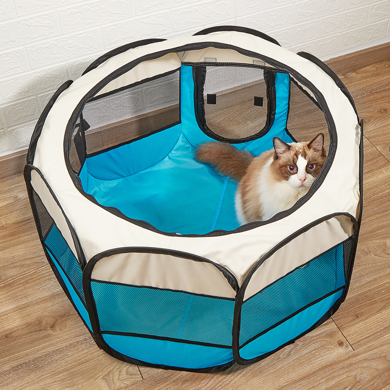Tedora cușcă octagonală pentru pisici, cort pliabil din poliester
