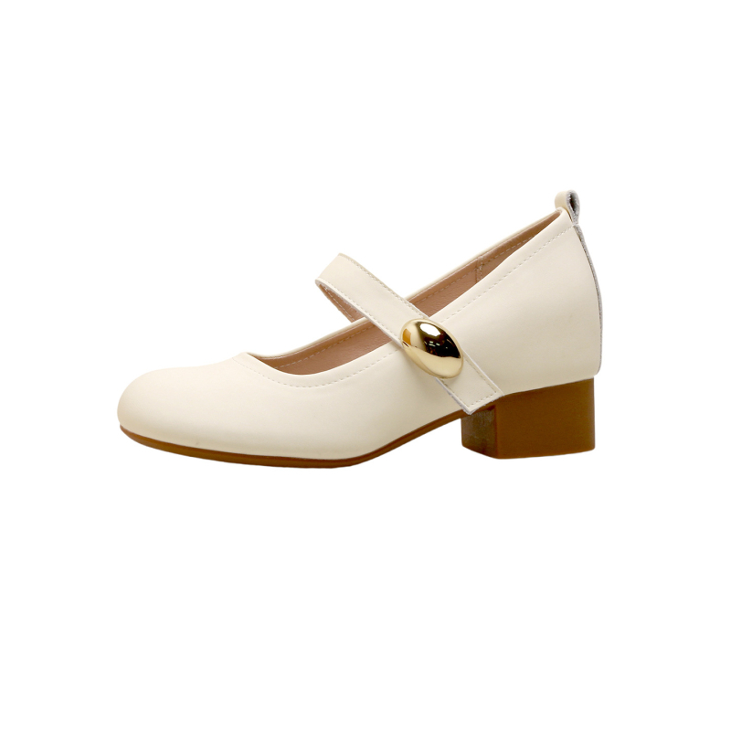 Pantofi femei Mary Jane, vârf rotund, toc 6–8 cm, din fibră super, căptușeală din fibră ultra-fină