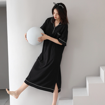 Modal öösärk naistele – lühikeste kätega, rasedus, rinna padja, puuvill-satiin materjal, pikk, õhuke kangas 121–140 g/m²