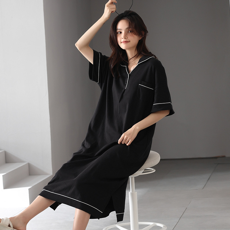 Modal öösärk naistele – lühikeste kätega, rasedus, rinna padja, puuvill-satiin materjal, pikk, õhuke kangas 121–140 g/m²