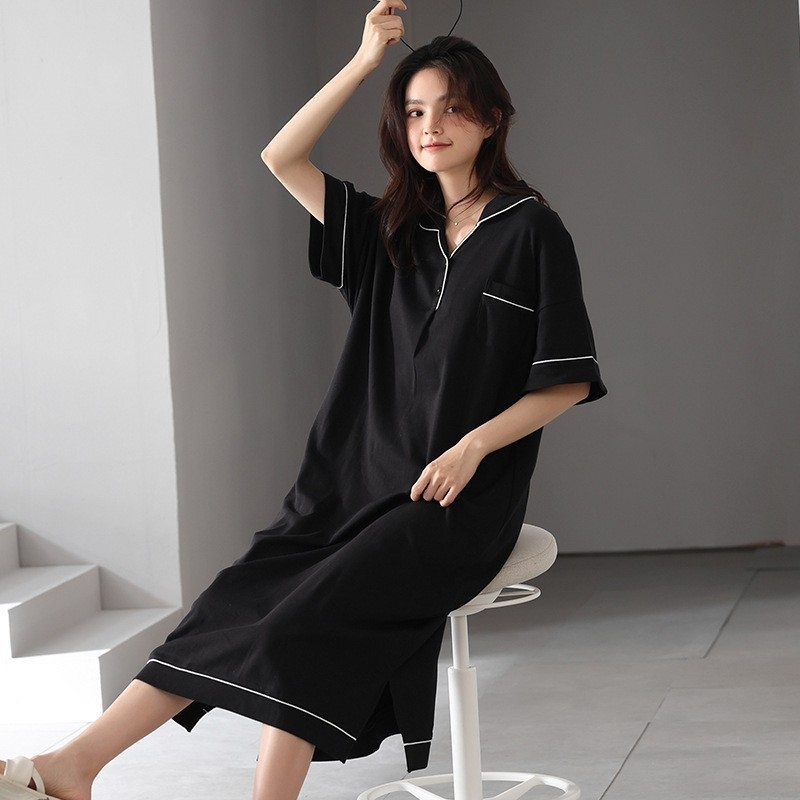 Modal öösärk naistele – lühikeste kätega, rasedus, rinna padja, puuvill-satiin materjal, pikk, õhuke kangas 121–140 g/m²