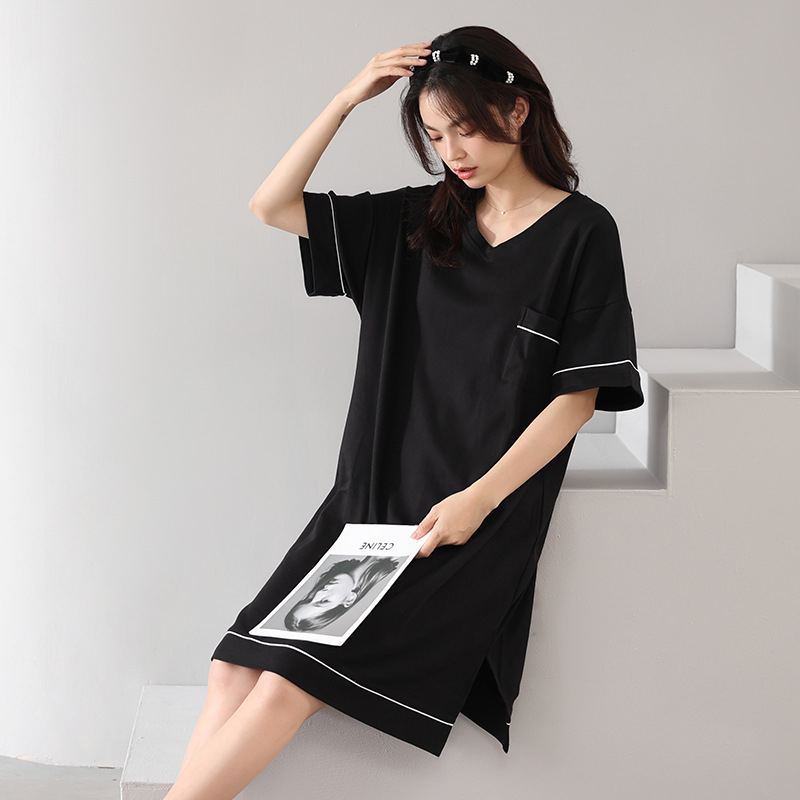 Modal öösärk naistele – lühikeste kätega, rasedus, rinna padja, puuvill-satiin materjal, pikk, õhuke kangas 121–140 g/m²