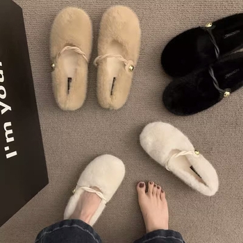 Mary Jane plišane mokasice za trudnice, s kopčom, gornji dio od umjetnog pliša, unutrašnjost od pamuka, gumeni potplat