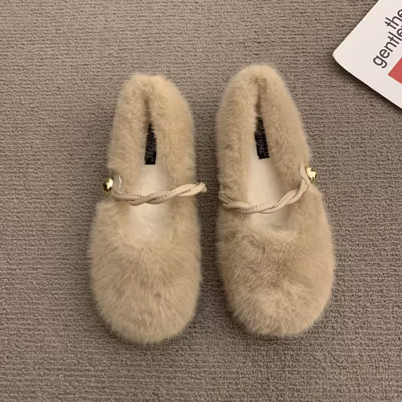 Mary Jane plišane mokasice za trudnice, s kopčom, gornji dio od umjetnog pliša, unutrašnjost od pamuka, gumeni potplat