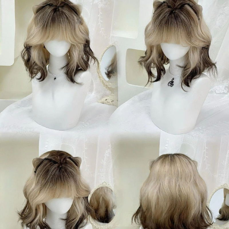 Perucă – păr scurt buclat, stil natural, model W031, fibră rezistentă la temperatură înaltă