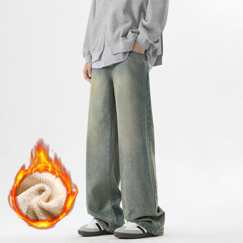 Farkud sirge ja laia lõikega, keskmine vöökoht, fleece-vooder talveks, puuvillasegu