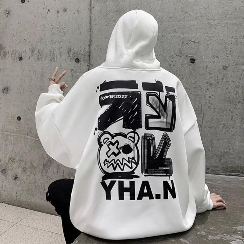 Oversize kapuces džemperis ar fleece iekšējo oderi, 96% poliesters, brīvs piegriezums, U formas kakla atvērums bez apkakles, kabats