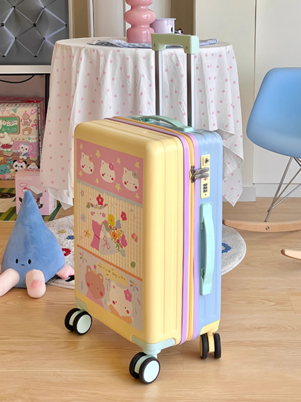 ABS reisikohver reisile anime motiiviga, 3,5 kg, tõmblukuga avamine, universaalsed rattad