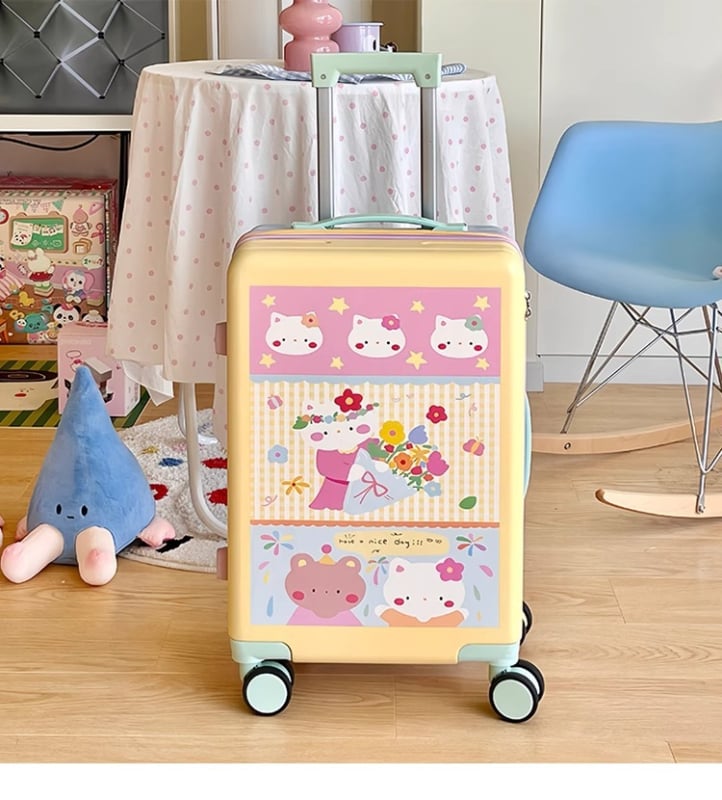 ABS reisikohver reisile anime motiiviga, 3,5 kg, tõmblukuga avamine, universaalsed rattad
