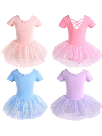 Lapse tantsukleit proovimiseks – lühikeste käistega balleti tutu seelik, puuvillane 92,3%, tüdrukutele 3–8 aastat (100–140 cm)