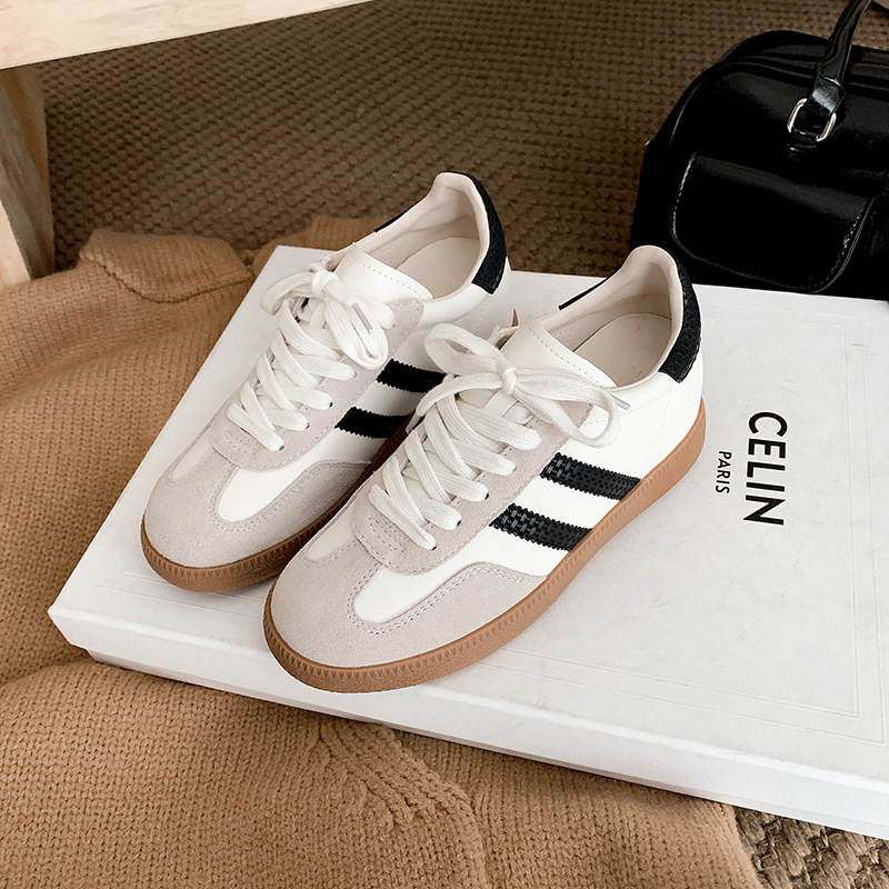 Ženske svakodnevne tenisice s nubuk kože na vrhu, vezice, gumasta potplat, niski dizajn, mikrovlatna unutrašnjost, zaokruženi vrh prstiju, sve sezone, visina pete 3–5 cm