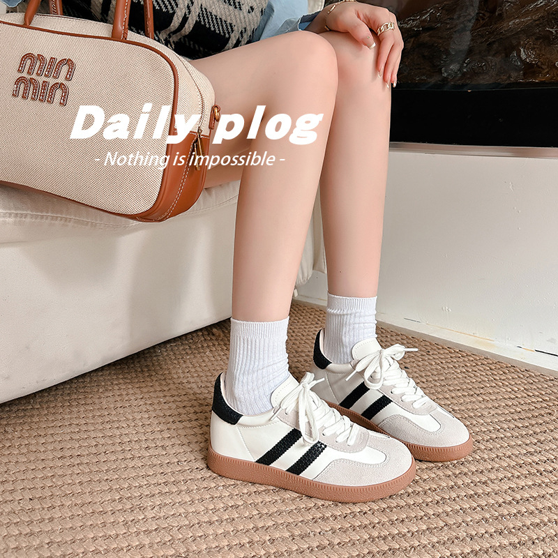 Ženske svakodnevne tenisice s nubuk kože na vrhu, vezice, gumasta potplat, niski dizajn, mikrovlatna unutrašnjost, zaokruženi vrh prstiju, sve sezone, visina pete 3–5 cm