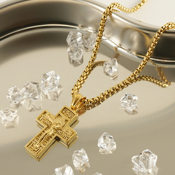 Tarpvalstybinis europietiško ir amerikietiško nerūdijančio plieno kryželio pakabukas, vakarietiško stiliaus, raktikaulis, titano plienas, 18 karatų reljefinis dizainas, vyriškas ir moteriškas stilius