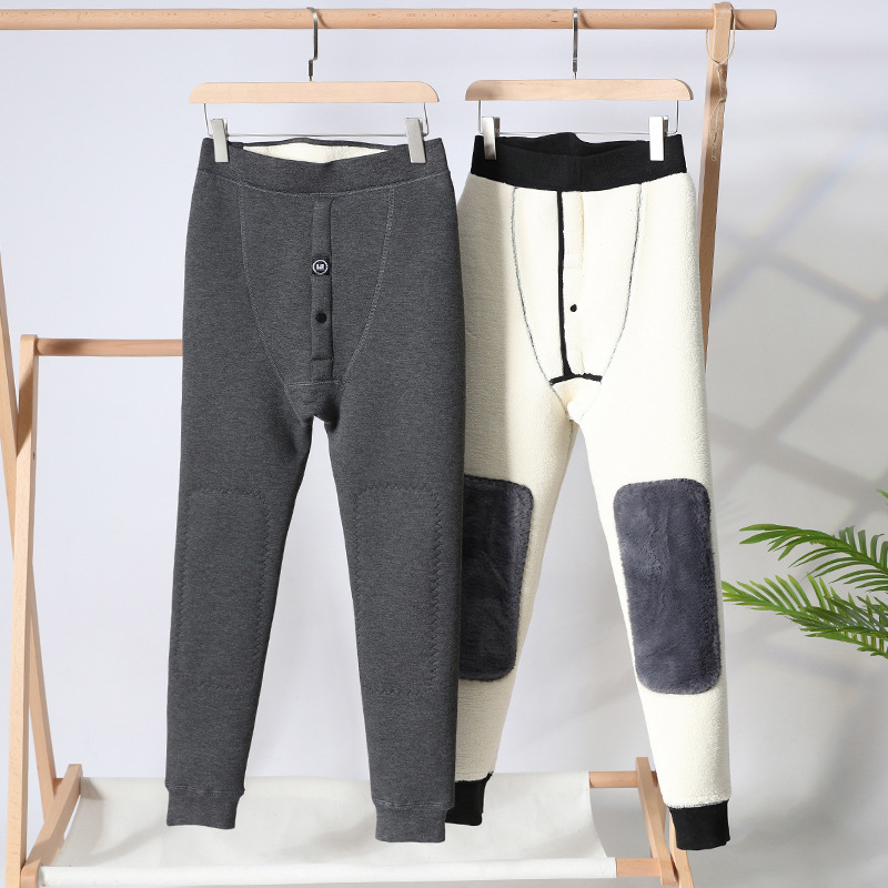 Vyrų terminės kelnės su fliso pamušalu, itin stora poliesterio medžiaga, kelio apsauga, aukštas juosmuo žiemai