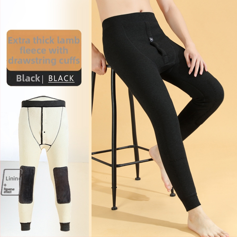 Vyrų terminės kelnės su fliso pamušalu, itin stora poliesterio medžiaga, kelio apsauga, aukštas juosmuo žiemai