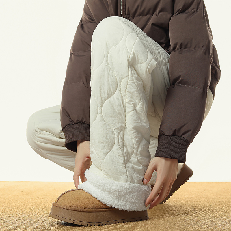 Ikdienas neilona bikses, brīvs griezums, vidukļa vidējais platums, garas, ziemas biezinātas