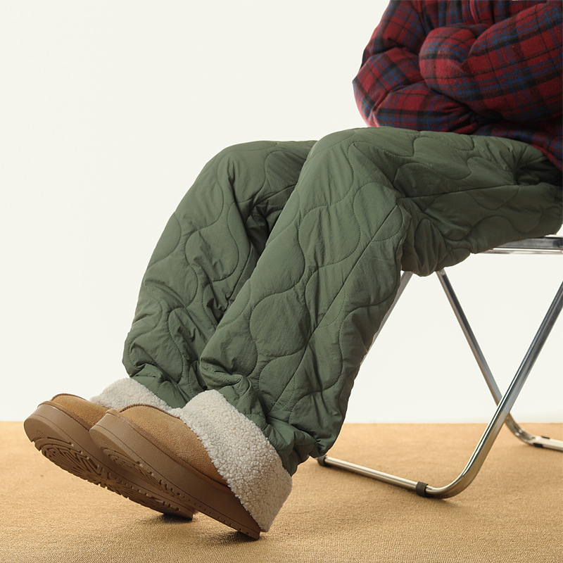 Ikdienas neilona bikses, brīvs griezums, vidukļa vidējais platums, garas, ziemas biezinātas