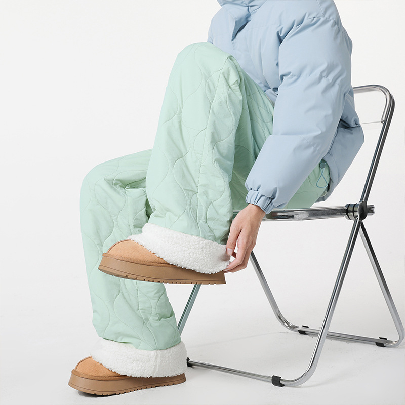 Ikdienas neilona bikses, brīvs griezums, vidukļa vidējais platums, garas, ziemas biezinātas