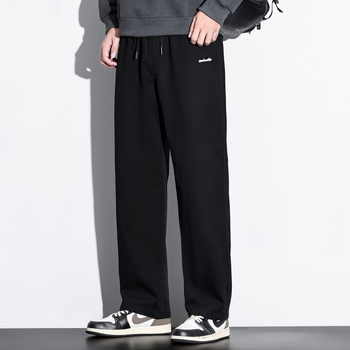 Vīriešu ikdienas bikses no kokvilnas un bambusa šķiedras, taisa griezums, vidēji augsts jostas vieta, bieza auduma, rudens 2025