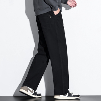 Vīriešu ikdienas bikses no kokvilnas un bambusa šķiedras, taisa griezums, vidēji augsts jostas vieta, bieza auduma, rudens 2025