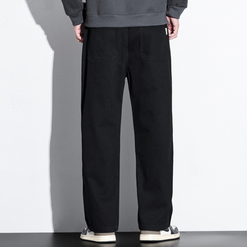 Vīriešu ikdienas bikses no kokvilnas un bambusa šķiedras, taisa griezums, vidēji augsts jostas vieta, bieza auduma, rudens 2025