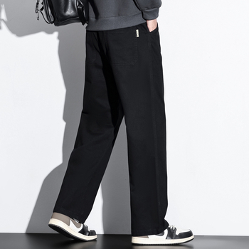 Vīriešu ikdienas bikses no kokvilnas un bambusa šķiedras, taisa griezums, vidēji augsts jostas vieta, bieza auduma, rudens 2025