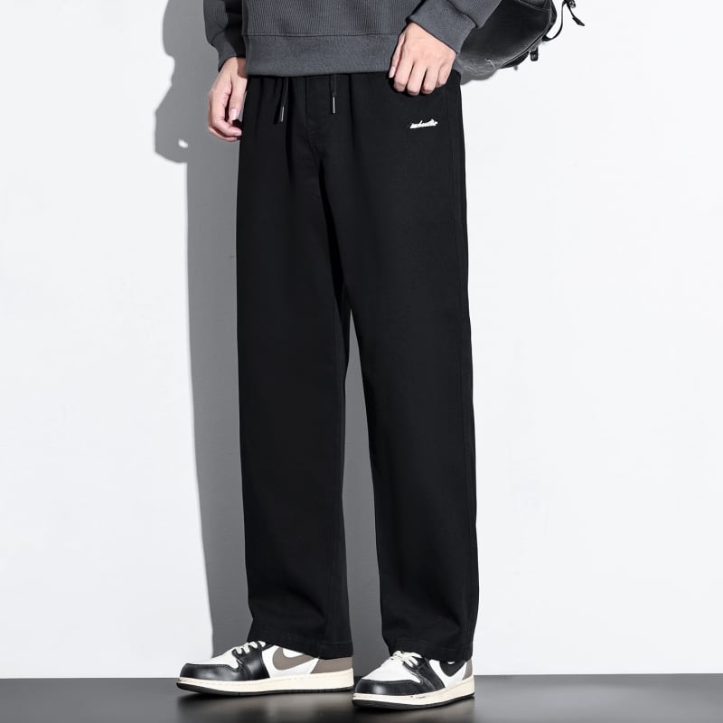 Vīriešu ikdienas bikses no kokvilnas un bambusa šķiedras, taisa griezums, vidēji augsts jostas vieta, bieza auduma, rudens 2025