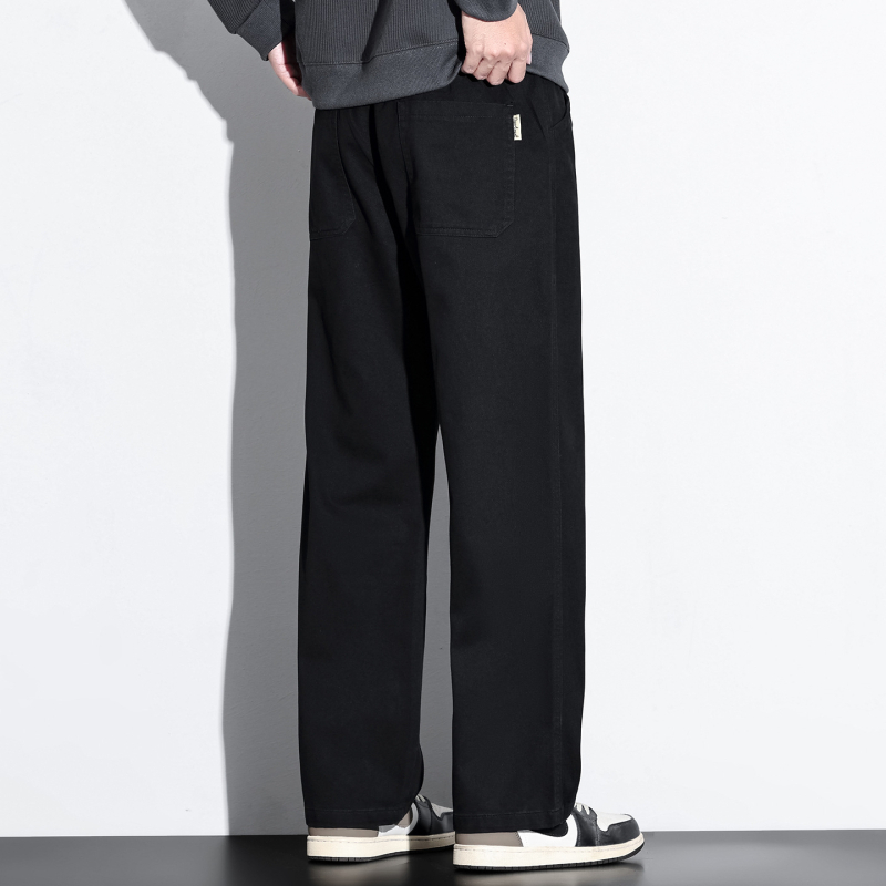 Vīriešu ikdienas bikses no kokvilnas un bambusa šķiedras, taisa griezums, vidēji augsts jostas vieta, bieza auduma, rudens 2025