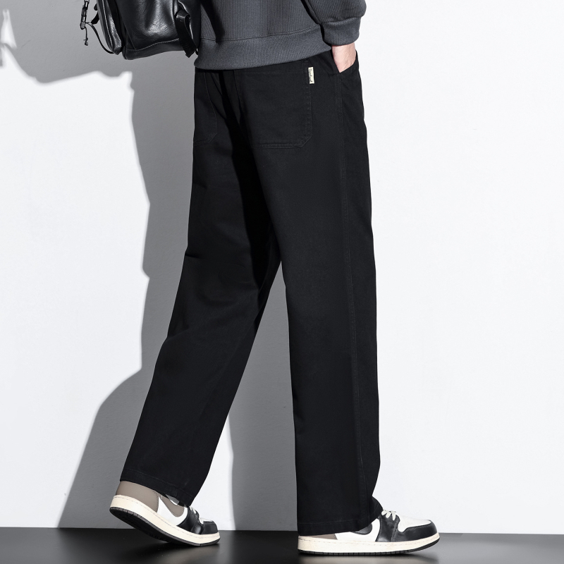 Vīriešu ikdienas bikses no kokvilnas un bambusa šķiedras, taisa griezums, vidēji augsts jostas vieta, bieza auduma, rudens 2025