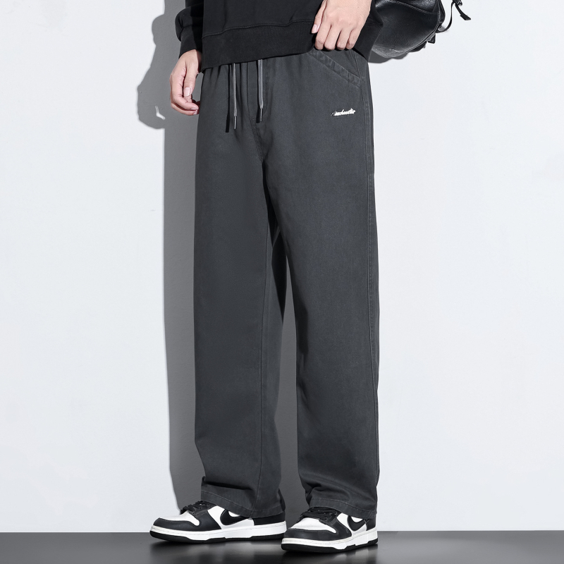 Vīriešu ikdienas bikses no kokvilnas un bambusa šķiedras, taisa griezums, vidēji augsts jostas vieta, bieza auduma, rudens 2025