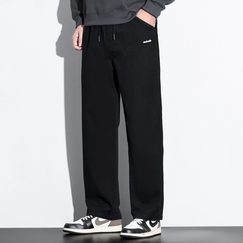 Vīriešu ikdienas bikses no kokvilnas un bambusa šķiedras, taisa griezums, vidēji augsts jostas vieta, bieza auduma, rudens 2025