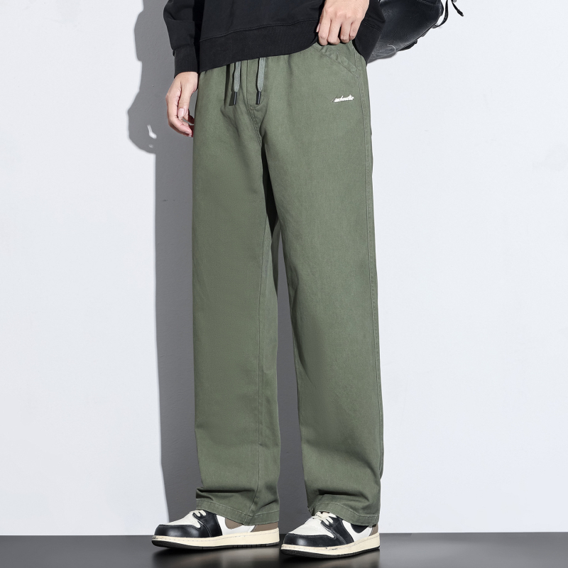 Vīriešu ikdienas bikses no kokvilnas un bambusa šķiedras, taisa griezums, vidēji augsts jostas vieta, bieza auduma, rudens 2025