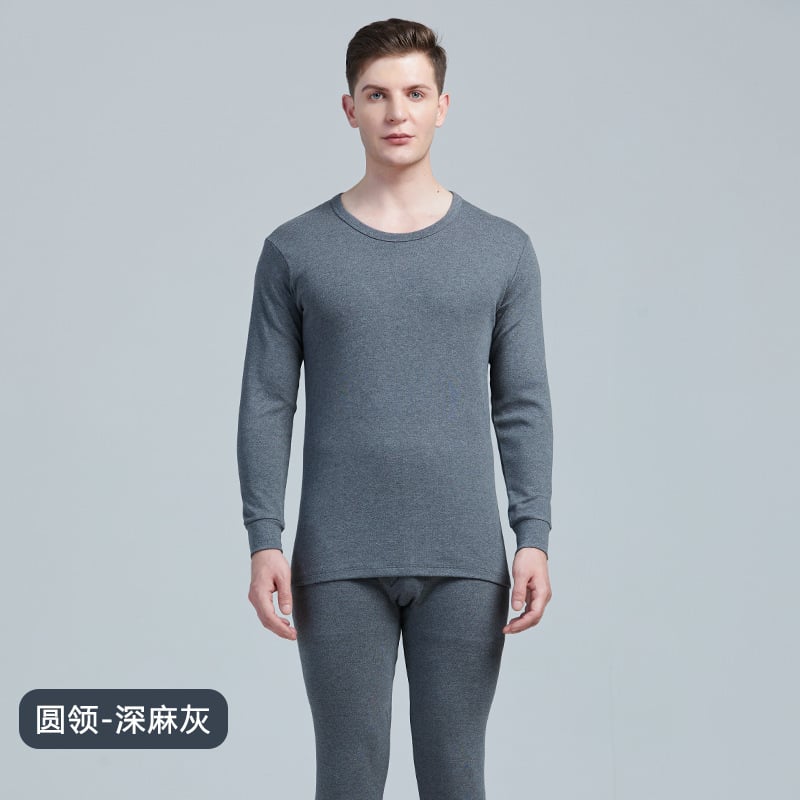 Yu Zhaolin vyriškas 100% medvilnės terminis komplektas rudenį-žiema, storesnis audinys 201-250 g/m², antistatinis, išlaiko šilumą, anti-pilling, ilgos rankovės, apvalus kaklas