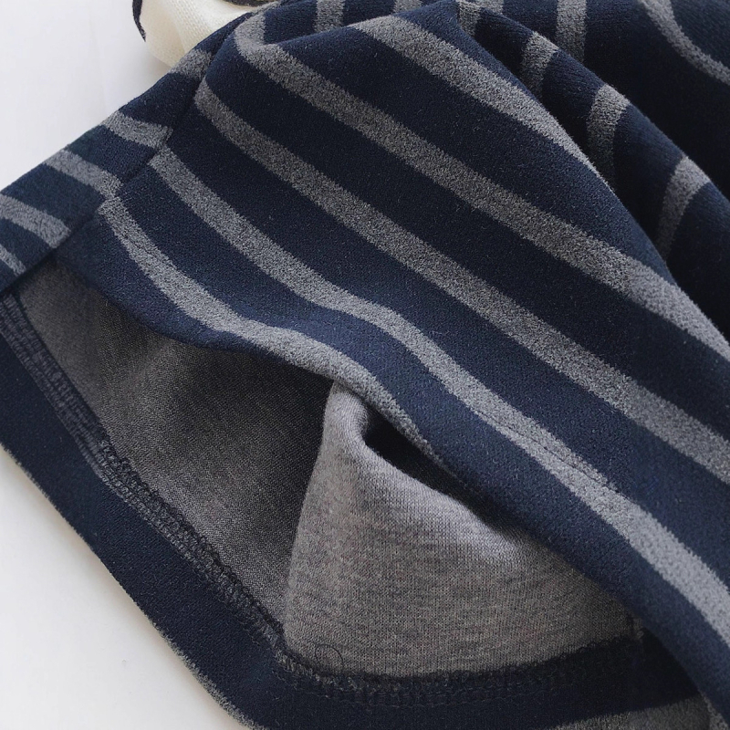 Pantaloni casual cu dungi, talie înaltă, croi lejer, lungi până la podea, din bumbac-elastan, micro-elasticitate